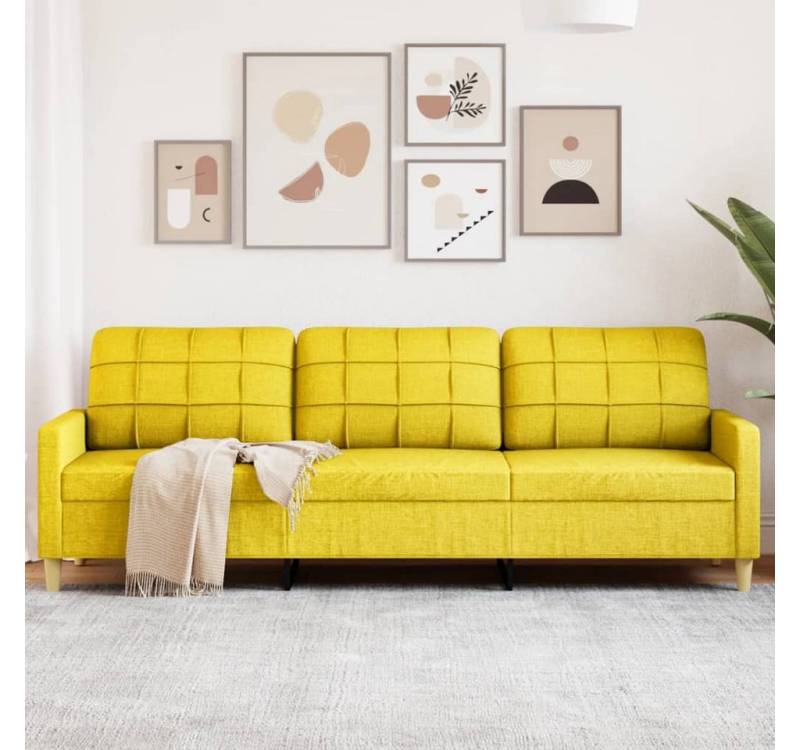 vidaXL Sofa, 3-Sitzer-Sofa Hellgelb 210 cm Stoff von vidaXL