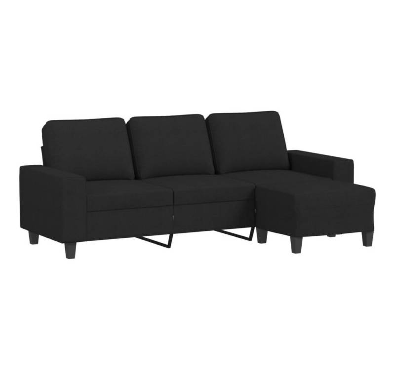 vidaXL Sofa, 3-Sitzer-Sofa mit Hocker Schwarz 180 cm Stoff von vidaXL
