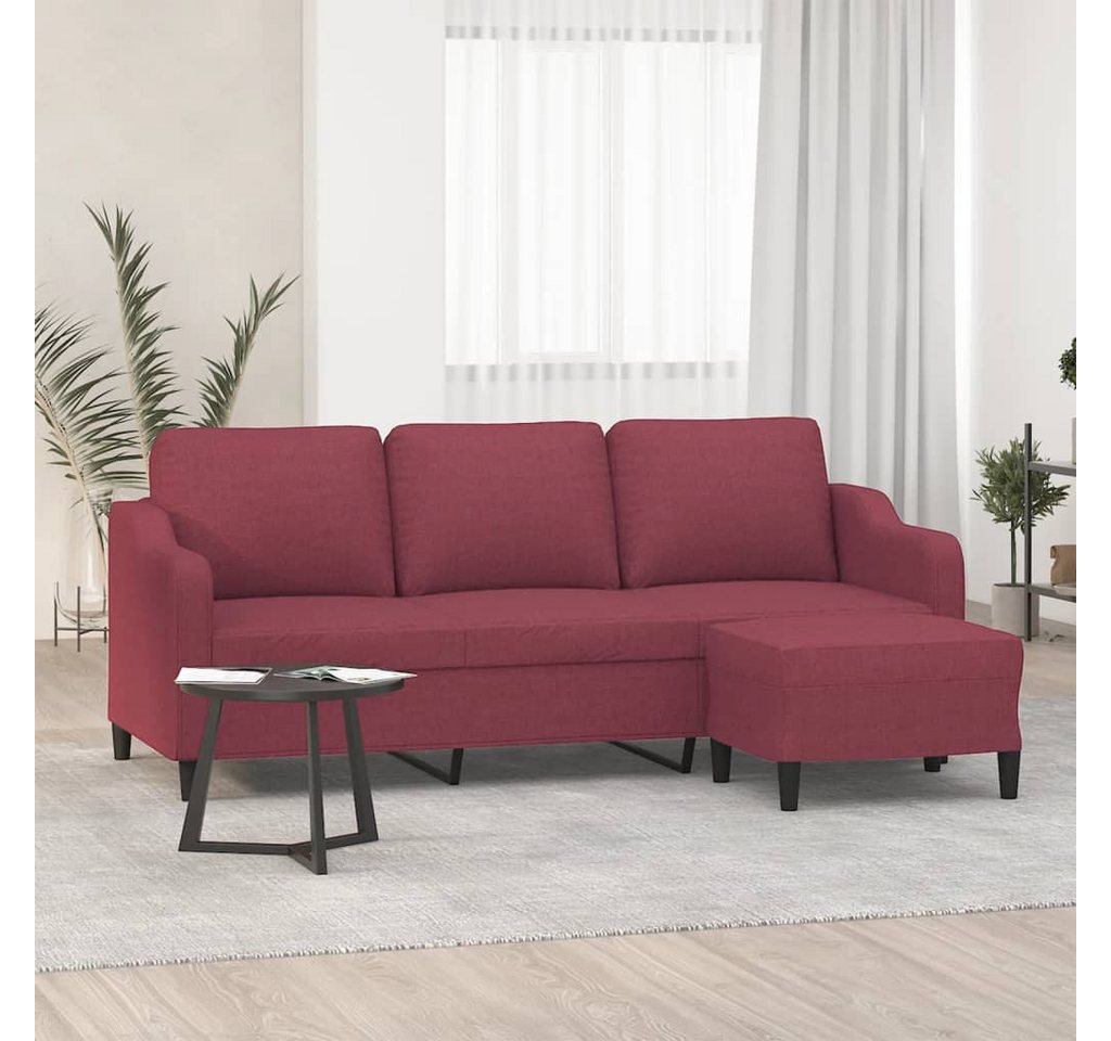 vidaXL Sofa, 3-Sitzer-Sofa mit Hocker Weinrot 180 cm Stoff von vidaXL