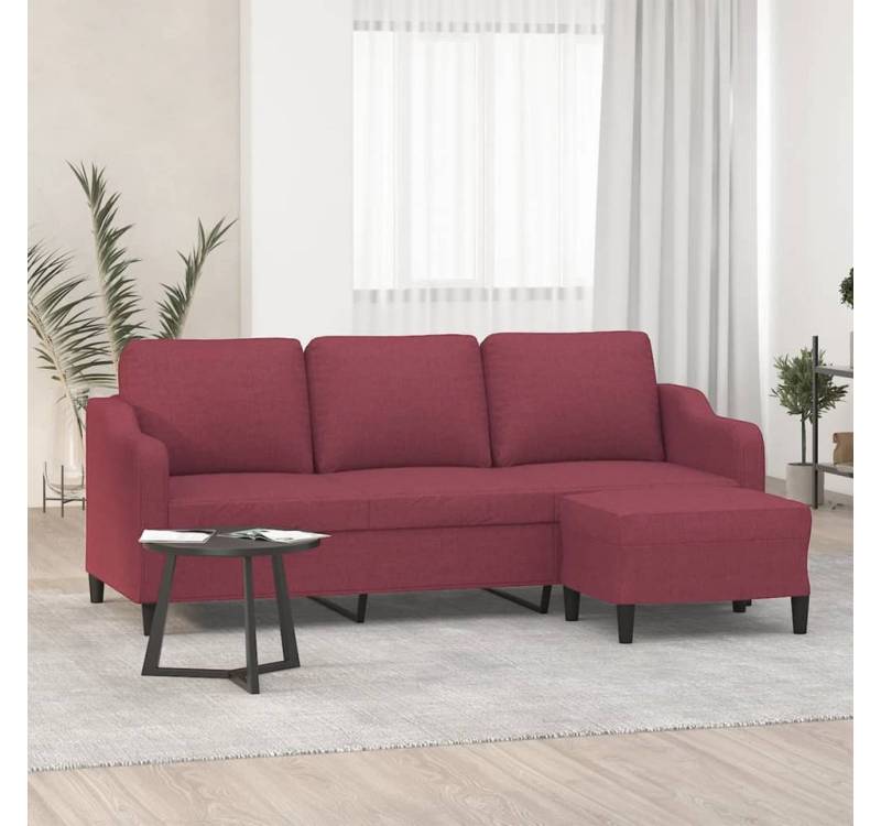 vidaXL Sofa, 3-Sitzer-Sofa mit Hocker Weinrot 180 cm Stoff von vidaXL