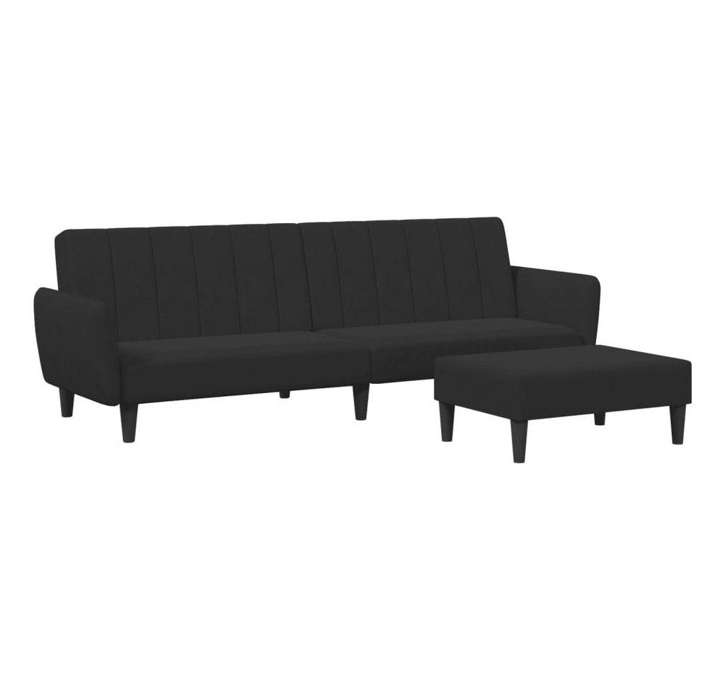 vidaXL Sofa, Schlafsofa 2-Sitzer mit Fußhocker Schwarz Samt von vidaXL