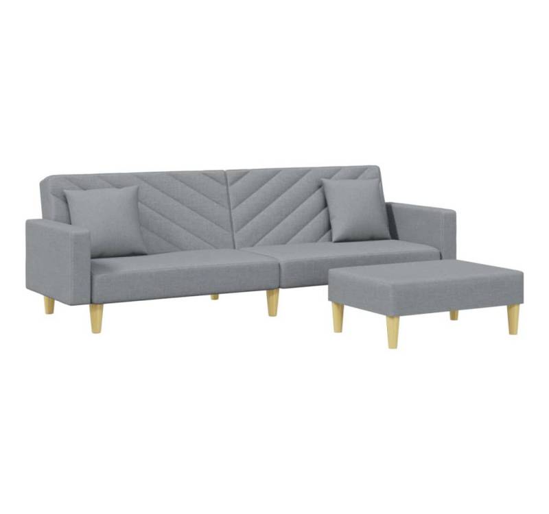 vidaXL Sofa, Schlafsofa 2-Sitzer mit Kissen und Fußhocker Hellgrau Stoff von vidaXL