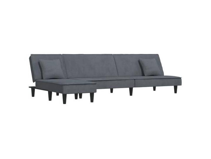 vidaXL Sofa, Schlafsofa in L-Form Dunkelgrau 255x140x70 cm Samt von vidaXL