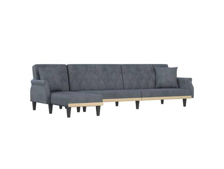 vidaXL Sofa, Schlafsofa in L-Form Dunkelgrau 271x140x70 cm Samt von vidaXL