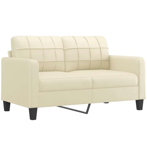 vidaXL Sofa 2 Sitzer, Couch für Wohnzimmer, Polstersofa mit Metallgestell, Loungesofa Zweisitzer Wohnzimmersofa Wohnzimmermöbel, Creme Kunstleder von vidaXL