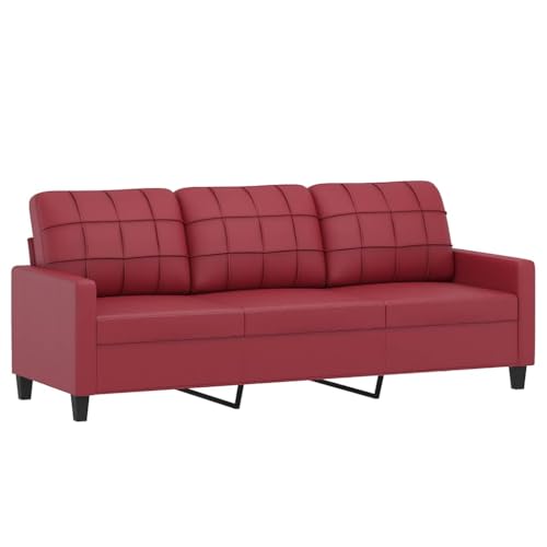 vidaXL Sofa 2 Sitzer, Couch für Wohnzimmer, Polstersofa mit Metallgestell, Loungesofa Zweisitzer Wohnzimmersofa Wohnzimmermöbel, Weinrot Kunstleder von vidaXL
