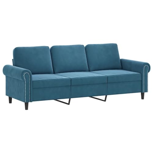 vidaXL Sofa 2 Sitzer, Couch mit Metallgestell Rückenkissen, Relaxsofa für Wohnzimmer, Polstersofa Samtsofa Zweisitzer Loungesofa, Blau Samt von vidaXL