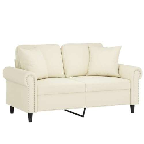 vidaXL Sofa 2 Sitzer, Couch mit Zierkissen, Liegesofa für Wohnzimmer, Polstersofa Sessel Relaxsofa Loungesofa Relaxcouch, Creme Samt von vidaXL