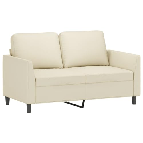 vidaXL Sofa 2-Sitzer, Loungesofa Couch mit Armlehnen Rückenkissen, Wohnzimmersofa Designsofa Metallgestell, Sitzmöbel Dreisitzer, Creme Kunstleder von vidaXL