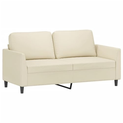 vidaXL Sofa 2-Sitzer, Loungesofa Couch mit Armlehnen Rückenkissen, Wohnzimmersofa Designsofa Metallgestell, Sitzmöbel Dreisitzer, Creme Kunstleder vidaXL Sofa 2-Sitzer, Loungesofa Couch mit Armlehnen Rückenkissen, Wohnzimmersofa Designsofa Metallgestell, Sitzmöbel Dreisitzer, Creme Kunstleder von vidaXL