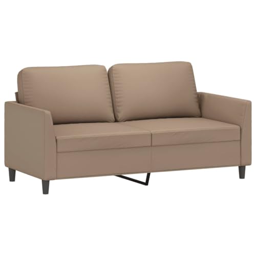vidaXL Sofa 2-Sitzer, Loungesofa Couch mit Armlehnen Rückenkissen, Wohnzimmersofa Designsofa Metallgestell, Sitzmöbel Zweisitzer, Cappuccino-Braun Kunstleder von vidaXL