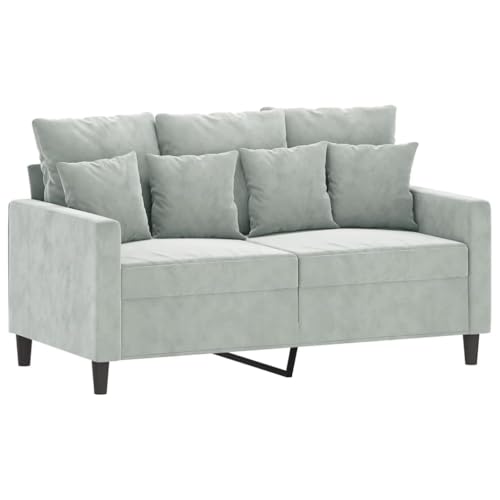 vidaXL Sofa 2-Sitzer, Loungesofa Couch mit Armlehnen Rückenkissen, Wohnzimmersofa Designsofa Metallgestell, Sitzmöbel Zweisitzer, Hellgrau Samt vidaXL Sofa 2-Sitzer, Loungesofa Couch mit Armlehnen Rückenkissen, Wohnzimmersofa Designsofa Metallgestell, Sitzmöbel Zweisitzer, Hellgrau Samt von vidaXL