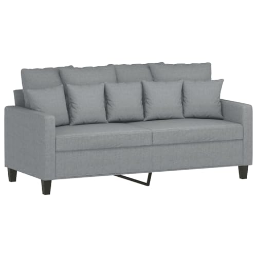 vidaXL Sofa 2-Sitzer, Loungesofa Couch mit Armlehnen Rückenkissen, Wohnzimmersofa Designsofa Metallgestell, Sitzmöbel Zweisitzer, Hellgrau Stoff von vidaXL