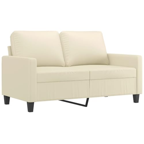 vidaXL Sofa 2-Sitzer, Loungesofa Couch mit Armlehnen Rückenkissen, Wohnzimmersofa Designsofa Metallgestell, Sitzmöbel Zweisitzer, Modern, Creme Kunstleder von vidaXL