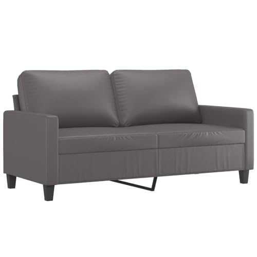 vidaXL Sofa 2-Sitzer, Loungesofa Couch mit Armlehnen Rückenkissen, Wohnzimmersofa Designsofa Metallgestell, Sitzmöbel Zweisitzer, Modern, Grau Kunstleder von vidaXL