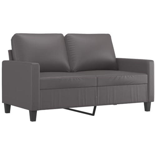 vidaXL Sofa 2-Sitzer, Loungesofa Couch mit Armlehnen Rückenkissen, Wohnzimmersofa Designsofa Metallgestell, Sitzmöbel Zweisitzer, Modern, Grau Kunstleder von vidaXL