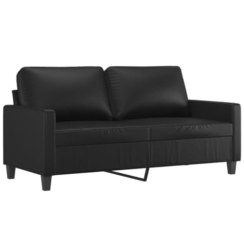 vidaXL Sofa 2-Sitzer, Loungesofa Couch mit Armlehnen Rückenkissen, Wohnzimmersofa Designsofa Metallgestell, Sitzmöbel Zweisitzer, Modern, Schwarz Kunstleder von vidaXL