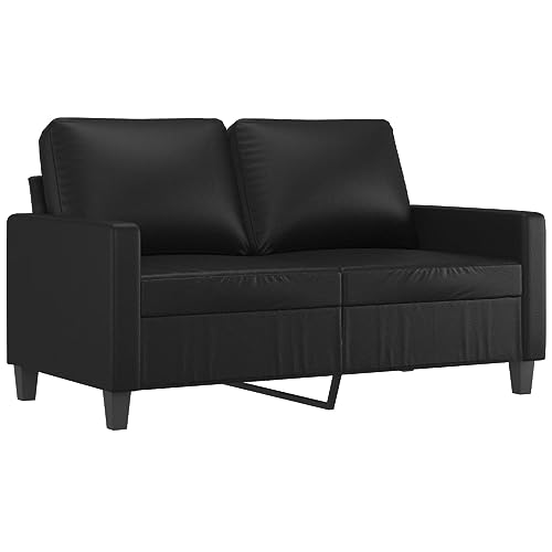 vidaXL Sofa 2-Sitzer, Loungesofa Couch mit Armlehnen Rückenkissen, Wohnzimmersofa Designsofa Metallgestell, Sitzmöbel Zweisitzer, Modern, Schwarz Kunstleder von vidaXL