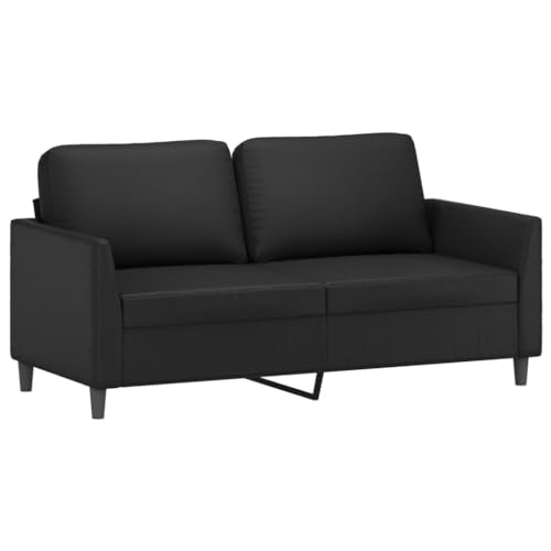 vidaXL Sofa 2-Sitzer, Loungesofa Couch mit Armlehnen Rückenkissen, Wohnzimmersofa Designsofa Metallgestell, Sitzmöbel Zweisitzer, Schwarz Kunstleder von vidaXL