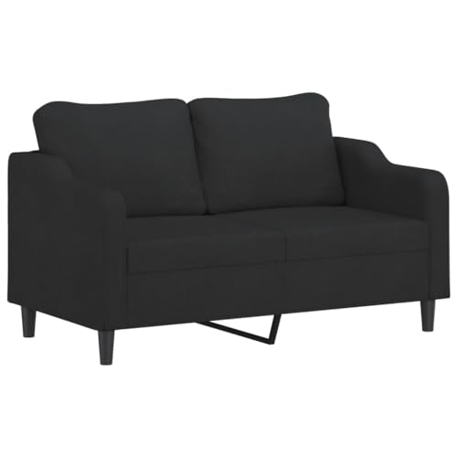vidaXL Sofa 2-Sitzer, Loungesofa Couch mit Armlehnen Rückenkissen, Wohnzimmersofa Designsofa Metallgestell, Sitzmöbel Zweisitzer, Schwarz Stoff vidaXL Sofa 2-Sitzer, Loungesofa Couch mit Armlehnen Rückenkissen, Wohnzimmersofa Designsofa Metallgestell, Sitzmöbel Zweisitzer, Schwarz Stoff von vidaXL