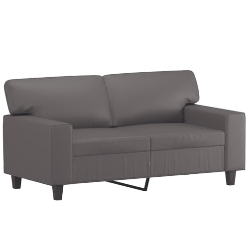 vidaXL Sofa 2-Sitzer, Loungesofa Couch mit Armlehnen Rückenkissen, Wohnzimmersofa Designsofa mit Metallgestell, Sitzmöbel Zweisitzer, Grau Kunstleder von vidaXL