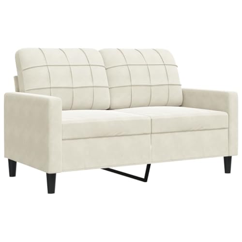 vidaXL Sofa 2-Sitzer, Polstersofa Doppelsofa für Wohnzimmer, Couch Loungesofa Metallgestell, Zweisitzer Samtsofa Sitzmöbel, Modern, Creme 120cm Samt von vidaXL