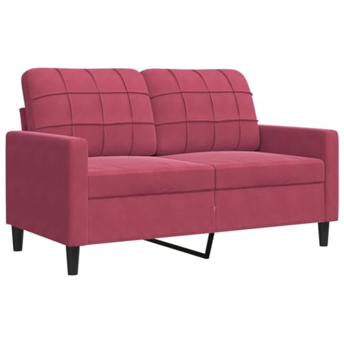vidaXL Sofa 2-Sitzer, Polstersofa Doppelsofa für Wohnzimmer, Couch Loungesofa Metallgestell, Zweisitzer Samtsofa Sitzmöbel, Modern, Weinrot 120cm Samt von vidaXL