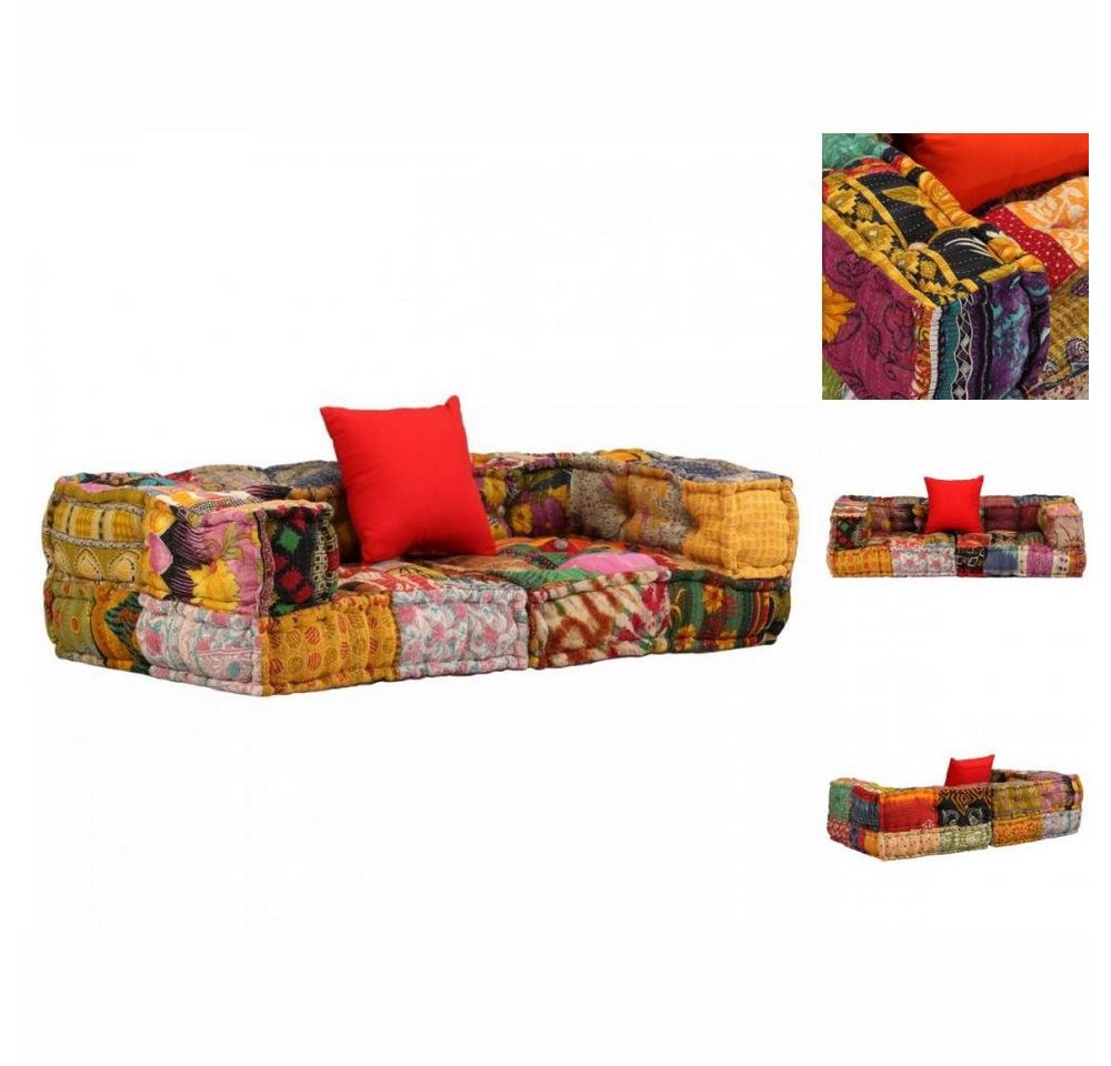 vidaXL Sofa 2-Sitzer Modularer Pouf Patchwork Stoff von vidaXL