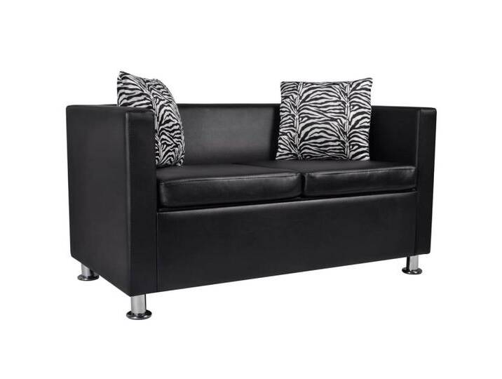 vidaXL Sofa 2-Sitzer-Sofa Kunstleder Schwarz Couch, schwarz von vidaXL