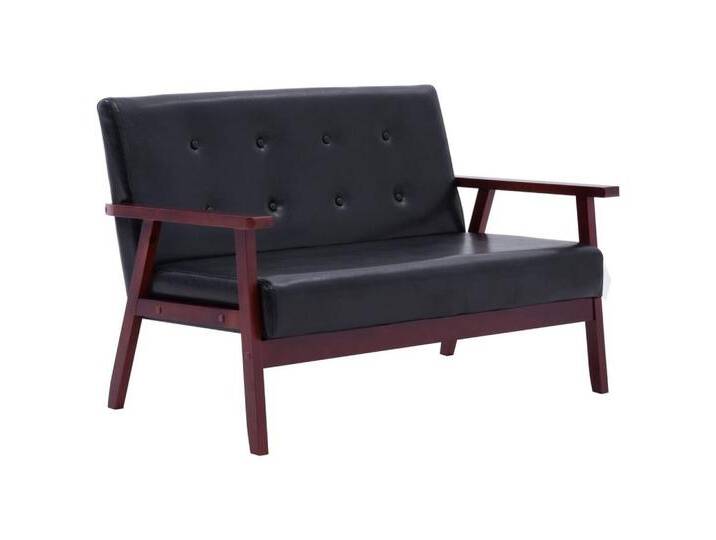 vidaXL Sofa 2-Sitzer-Sofa Schwarz Kunstleder Couch, schwarz von vidaXL
