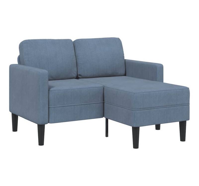 vidaXL Sofa 2-Sitzer-Sofa mit Chaiselongue L-Form Blau 125 cm Leinen von vidaXL