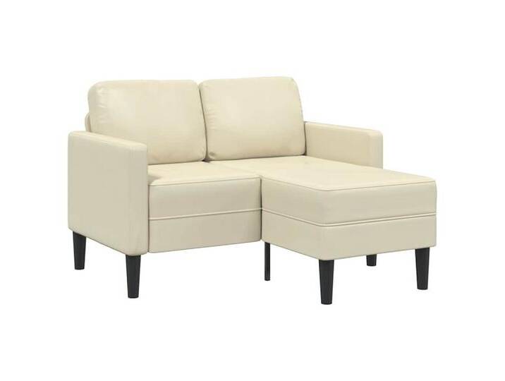 vidaXL Sofa 2-Sitzer-Sofa mit Chaiselongue L-Form Creme 125 cm Kunstleder, Creme von vidaXL