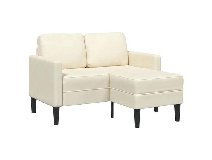 vidaXL Sofa 2-Sitzer-Sofa mit Chaiselongue L-Form Creme 125 cm Samt, Creme von vidaXL