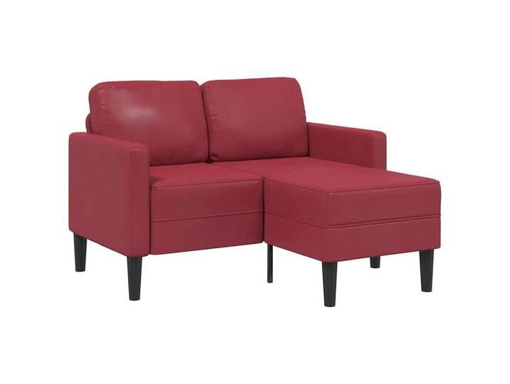 vidaXL Sofa 2-Sitzer-Sofa mit Chaiselongue L-Form Weinrot 125 cm Kunstleder, rot, Weinrot von vidaXL