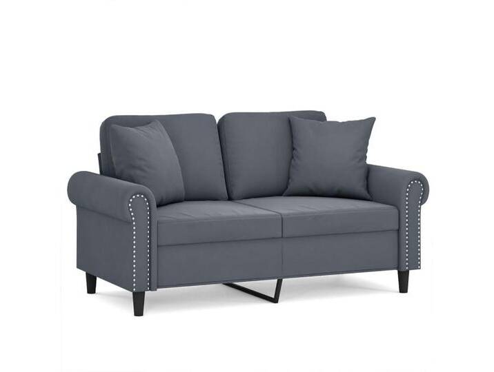 vidaXL Sofa 2-Sitzer-Sofa mit Zierkissen Dunkelgrau 120 cm Samt, grau von vidaXL