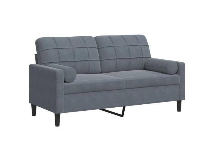 vidaXL Sofa 2-Sitzer-Sofa mit Zierkissen Dunkelgrau 140 cm Samt, grau von vidaXL
