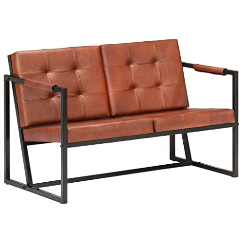 vidaXL Sofa 2-Sitzer Zweisitzer Sessel Loungesofa Polstersofa Ledersofa Wohnzimmersofa Sitzmöbel Designsofa Braun Echtes Ziegenleder von vidaXL