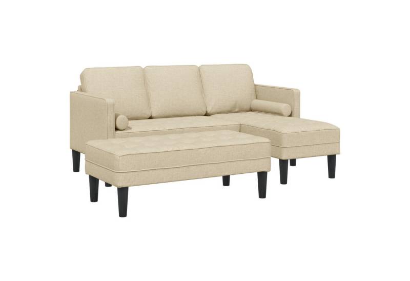 vidaXL Sofa 2-teiliges Sofa Set mit Kissen in Creme Stoff, 2 Teile von vidaXL