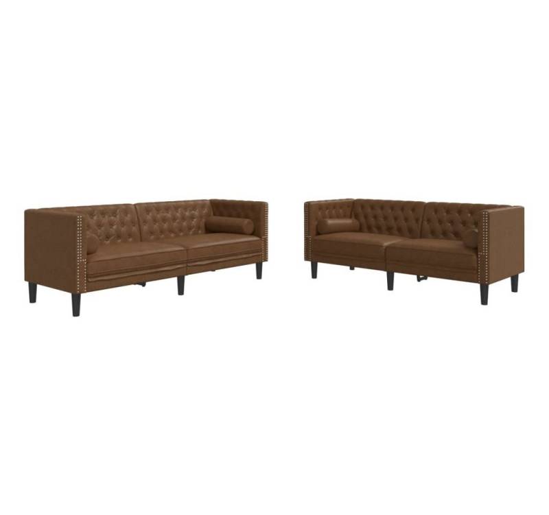 vidaXL Sofa 2-tlg. Chesterfield-Sofa-Set Braun Kunstleder Wildleder-Optik von vidaXL