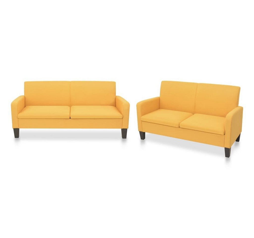 vidaXL Sofa 2-tlg. Sofagarnitur Stoff Gelb von vidaXL