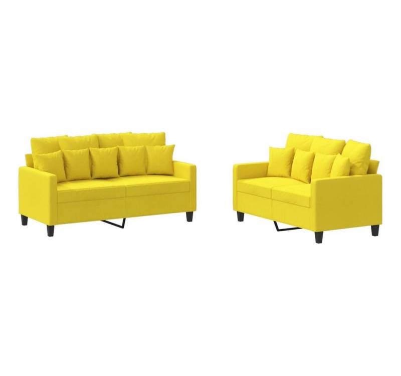vidaXL Sofa 2-tlg. Sofagarnitur mit Kissen Hellgelb Stoff vidaXL Sofa 2-tlg. Sofagarnitur mit Kissen Hellgelb Stoff von vidaXL