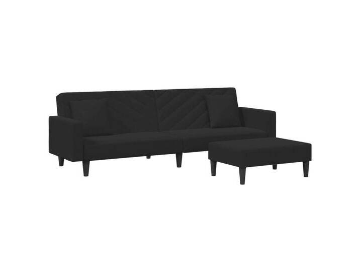 vidaXL Sofa 2-tlg. Sofagarnitur mit Kissen Schwarz Samt, schwarz von vidaXL