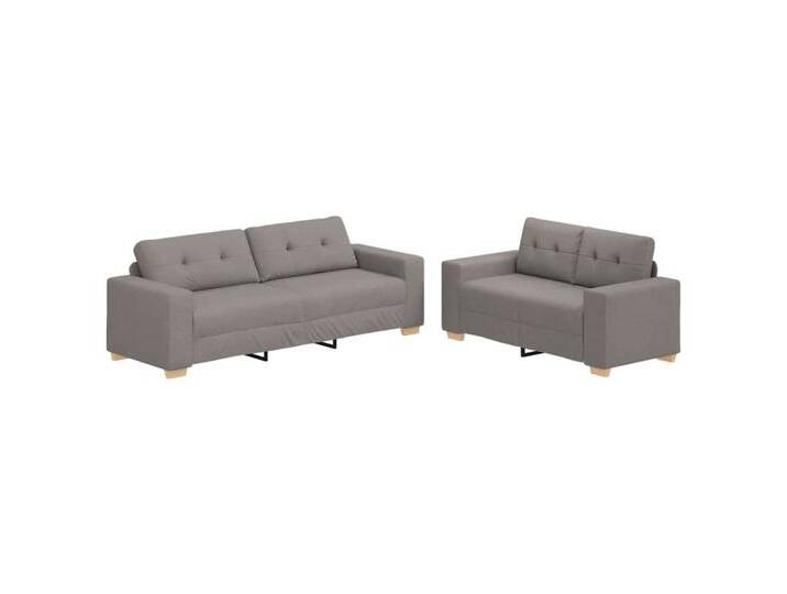 vidaXL Sofa Sofa Set mit Kissen 2 pcs Taupe 221 x 78 x 80 cm Stoff, 2 Teile, grün, Dunkelgrün von vidaXL