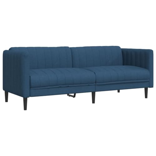 vidaXL Sofa 3-Sitzer, Couch mit Armlehnen Rückenlehne Stützbeine, Loungesofa für Wohnzimmer, Polstersofa Sofagarnitur, Modern, Blau Stoff von vidaXL