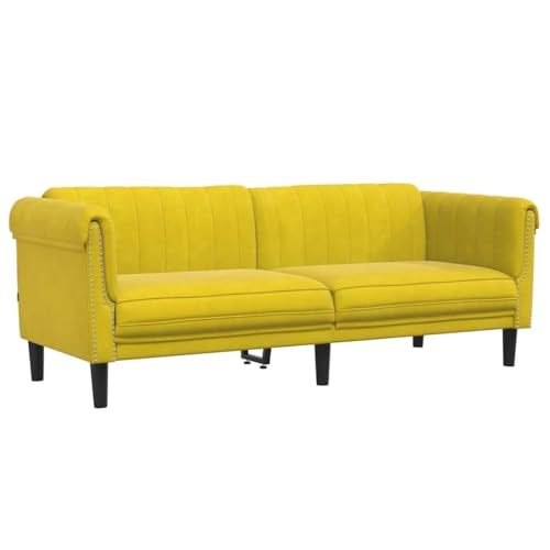 vidaXL Sofa 3-Sitzer, Couch mit Armlehnen Rückenlehne Stützbeine, Loungesofa für Wohnzimmer, Polstersofa Sofagarnitur, Modern, Gelb Samt von vidaXL