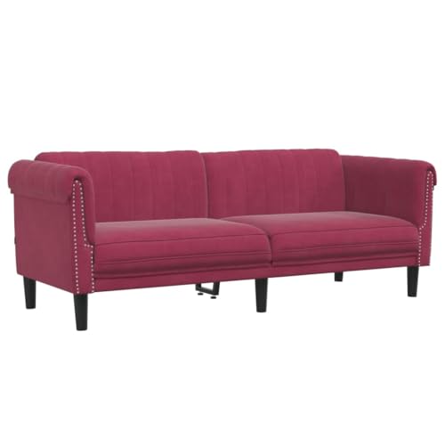 vidaXL Sofa 3-Sitzer, Couch mit Armlehnen Rückenlehne Stützbeine, Loungesofa für Wohnzimmer, Polstersofa Sofagarnitur, Modern, Weinrot Samt von vidaXL