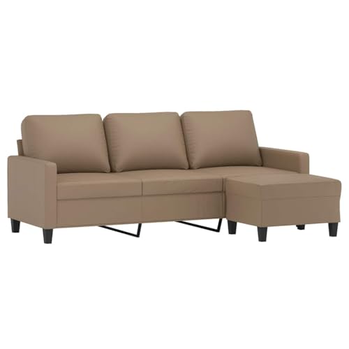 vidaXL Sofa 3 Sitzer, Couch mit Fußhocker, Liegesofa für Wohnzimmer, Polstersofa Sessel Relaxsofa Loungesofa Relaxcouch TV Sofa, Cappuccino Braun Kunstleder von vidaXL