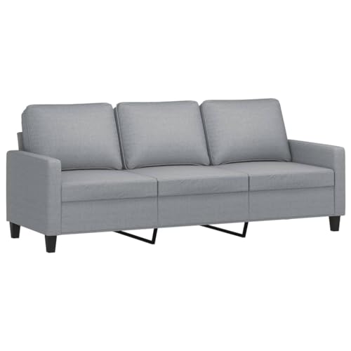 vidaXL Sofa 3-Sitzer, Loungesofa Couch mit Armlehnen Rückenkissen, Wohnzimmersofa Designsofa Metallgestell, Sitzmöbel Dreisitzer, Modern, Hellgrau Stoff von vidaXL