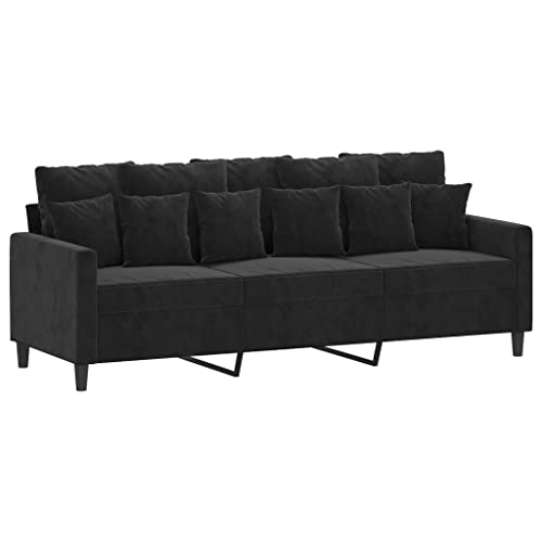 vidaXL Sofa 3-Sitzer, Loungesofa Couch mit Armlehnen Rückenkissen, Wohnzimmersofa Designsofa Metallgestell, Sitzmöbel Dreisitzer, Schwarz Samt vidaXL Sofa 3-Sitzer, Loungesofa Couch mit Armlehnen Rückenkissen, Wohnzimmersofa Designsofa Metallgestell, Sitzmöbel Dreisitzer, Schwarz Samt von vidaXL
