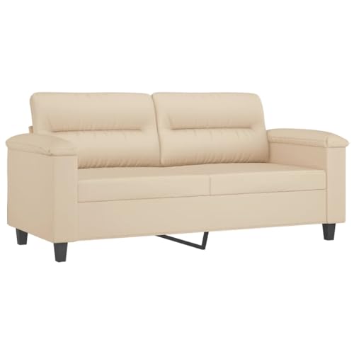 vidaXL Sofa 3-Sitzer, Loungesofa Couch mit Armlehnen Rückenkissen, Wohnzimmersofa Designsofa mit Metallgestell, Sitzmöbel Dreisitzer, Creme Mikrofasergewebe vidaXL Sofa 3-Sitzer, Loungesofa Couch mit Armlehnen Rückenkissen, Wohnzimmersofa Designsofa mit Metallgestell, Sitzmöbel Dreisitzer, Creme Mikrofasergewebe von vidaXL